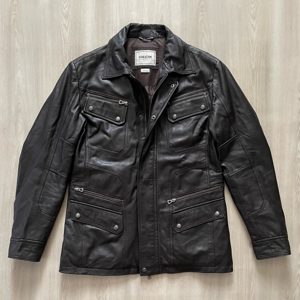 Vintage Geox Respira Leather Field jacket / Utility jacket / Safari parka Sz 40